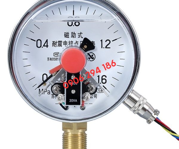 Đồng hồ áp suất Trung Quốc 3 kim có dầu chân đứng