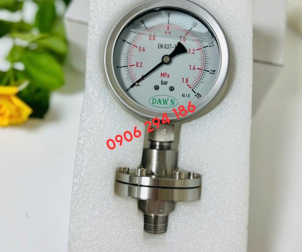 ĐỒNG HỒ ÁP SUẤT MÀNG DAWN NỐI BÍCH P711 100A 16BAR