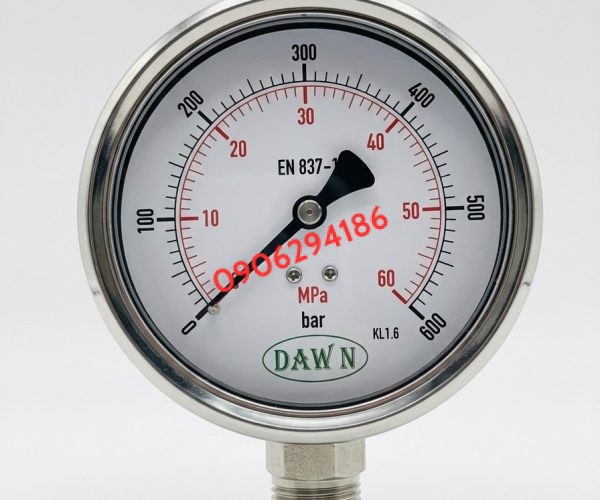 ĐỒNG HỒ ÁP SUẤT DAWN P254 100A 600BAR CHÂN ĐỨNG