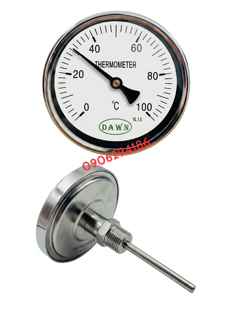 ĐỒNG HỒ ĐO NHIỆT ĐỘ DAWN T401 100B 0-100oC L60 CHÂN SAU