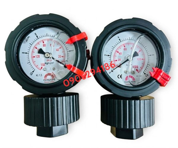 Đồng Hồ Áp Suất Màng Safe Gauge 2 Mặt