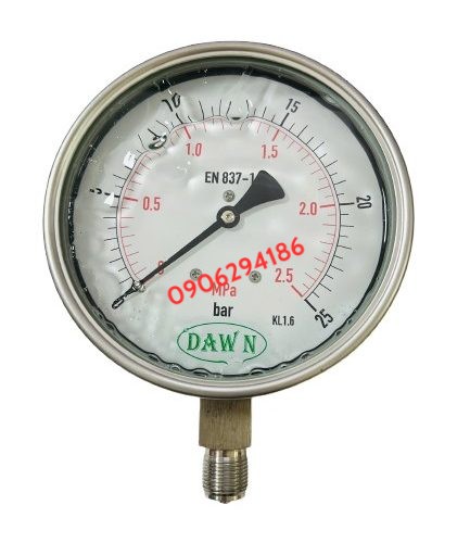 ĐỒNG HỒ ÁP SUẤT DAWN CHÂN ĐỨNG P254 150A 25BAR REN M20*1.5