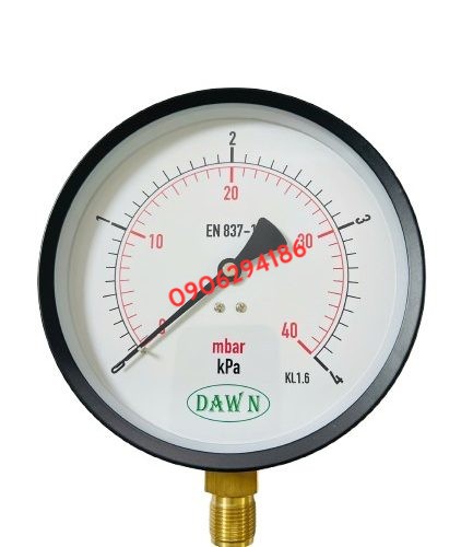 ĐỒNG HỒ ÁP SUẤT DAWN CHÂN ĐỨNG P110 150A 0-4KPA REN M20X1.5