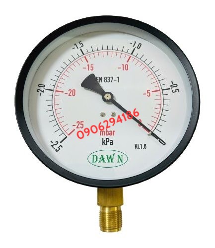 ĐỒNG HỒ ÁP SUẤT DAWN CHÂN ĐỨNG P110 150A -2.5-0KPA REN M20X1.5