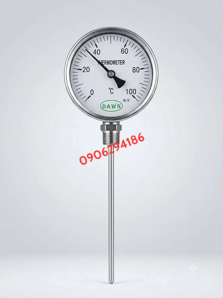 Đồng hồ đo nhiệt độ 0-100°C chân đứng DAWN– Giải pháp đo nhiệt độ hiệu quả