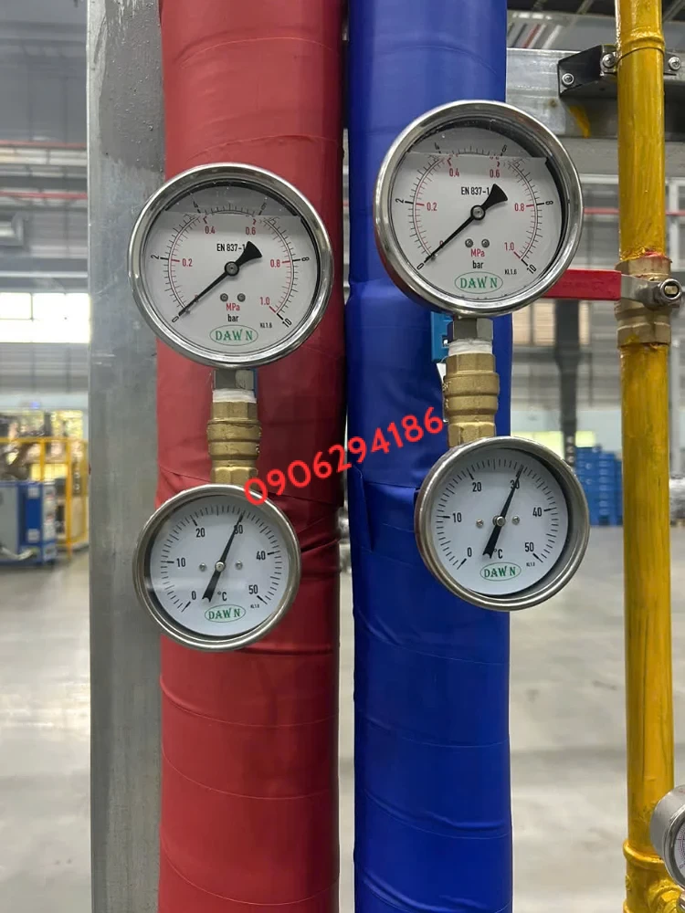 BILALO cung cấp Đồng hồ áp suất DAWN , Đồng hồ đo nhiệt độ DAWN cho Công ty CP đầu tư và xây lắp Hải Anh tại Thái Nguyên