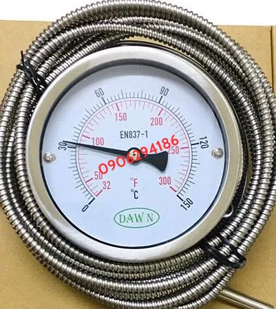 Đồng hồ đo nhiệt độ dạng dây  0-150°C , Dây 3m, Inox 304 chính hãng