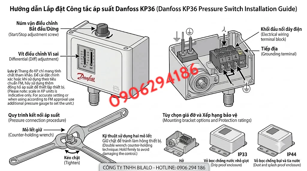 HƯỚNG DẪN LẮP ĐẶT RELAY DANFOSS KP36