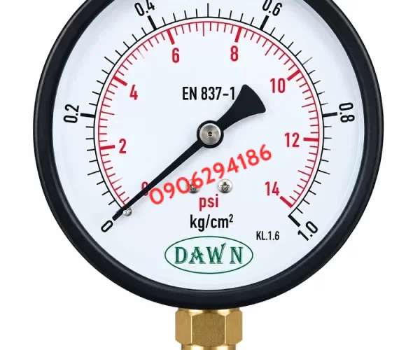 ĐỒNG HỒ ÁP SUẤT DAWN CHÂN ĐỨNG P110 100A 1KG/CM2 REN 3/8PT