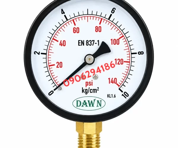 ĐỒNG HỒ ÁP SUẤT DAWN CHÂN ĐỨNG P110 100A 10KG/CM2 REN 3/8PT