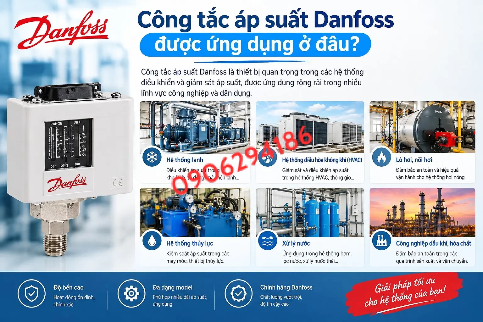 Công Tắc Áp Suất Danfoss Chính Hãng | Đầy Đủ Model, Thông Số & Giá Tốt